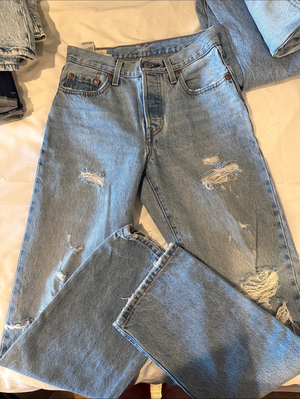 Levi's Light Blue Distressed Boot Cut Jeans